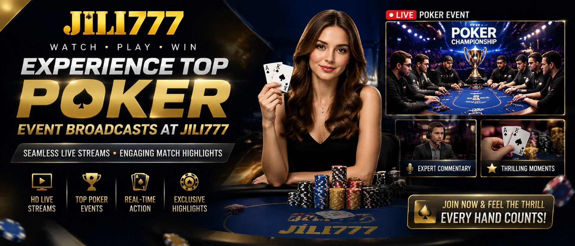 Poker game promotion area and table selection preview